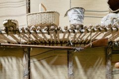 Traditional Iroquois bark longhouse interior, Ganondagon Seneca site in Victor